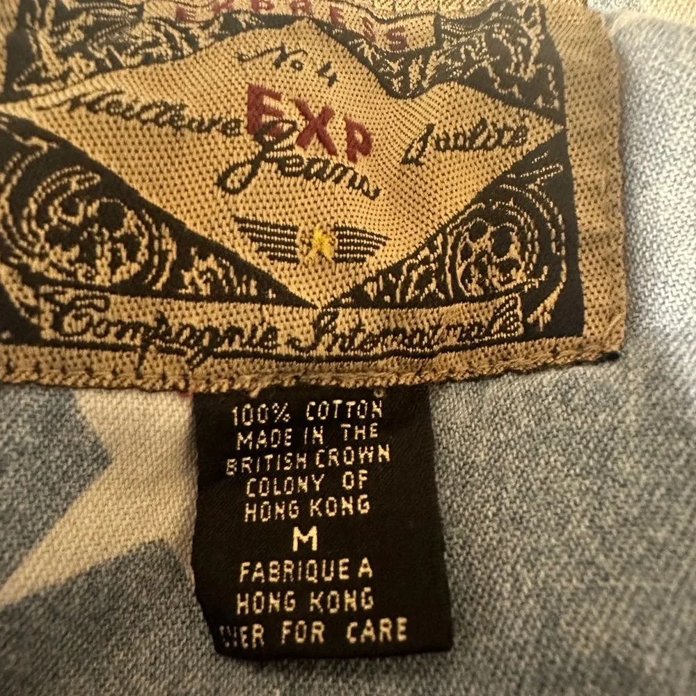 EXPRESS Star Patterned Distressed Denim Sleeveless Top Size Medium - Picture 8 of 10